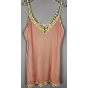 Avenue Body Peach Lace Trim V-Neck Cami Slip Chemise Nightgown 22/24